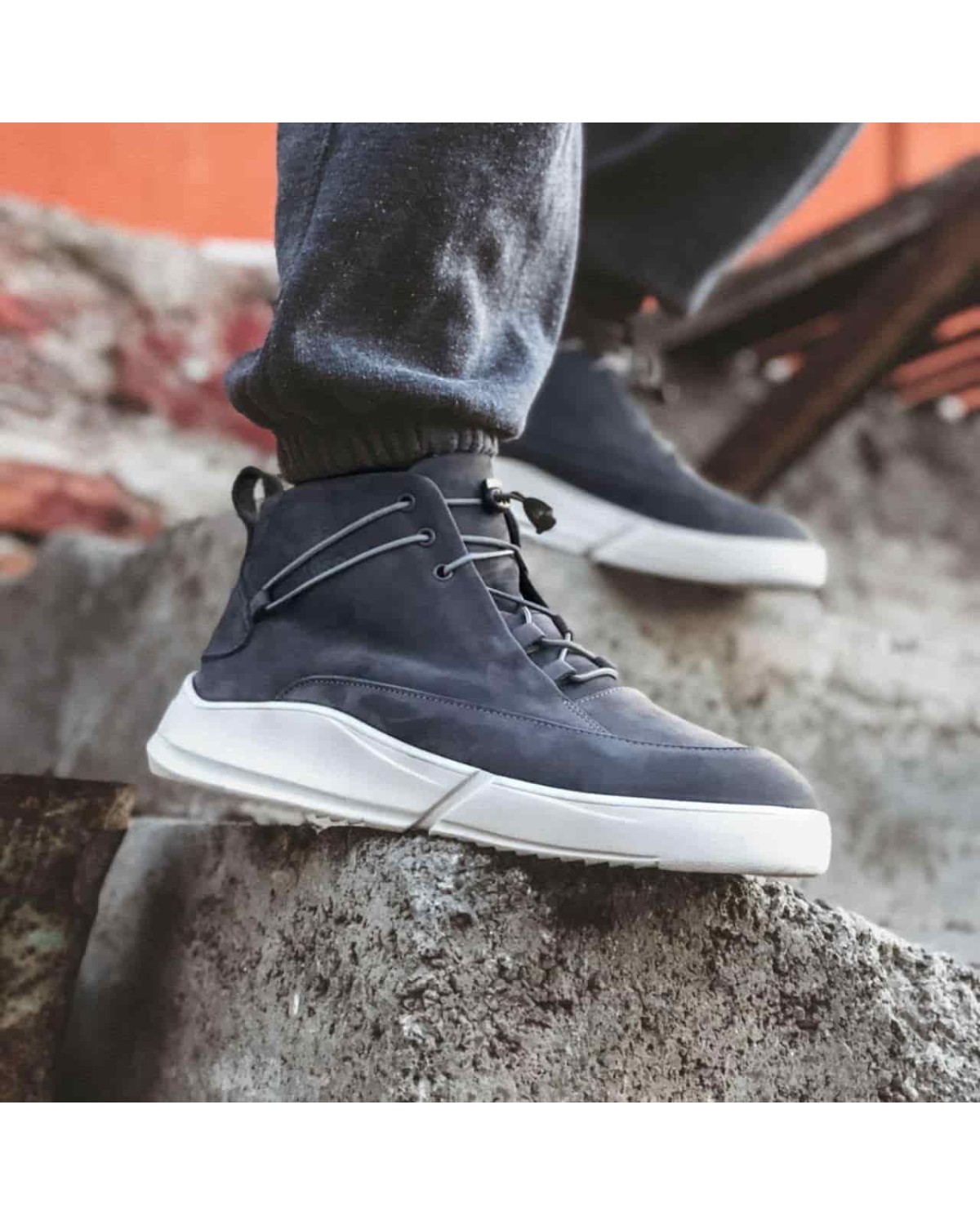 Боти чоловічі сірі з білою підошвою GR11