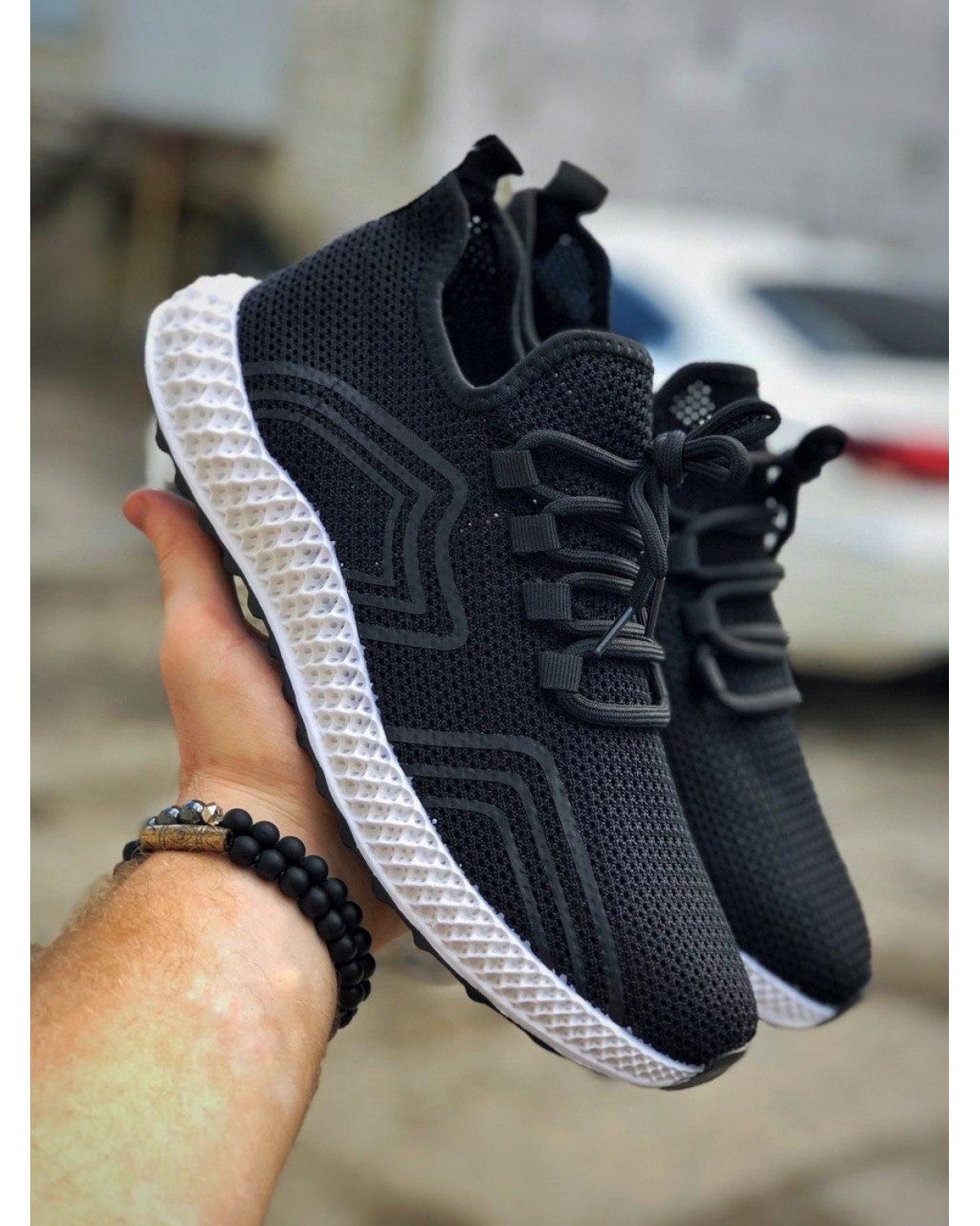 Кросівки чоловічі чорні з білою підошвою kmb1