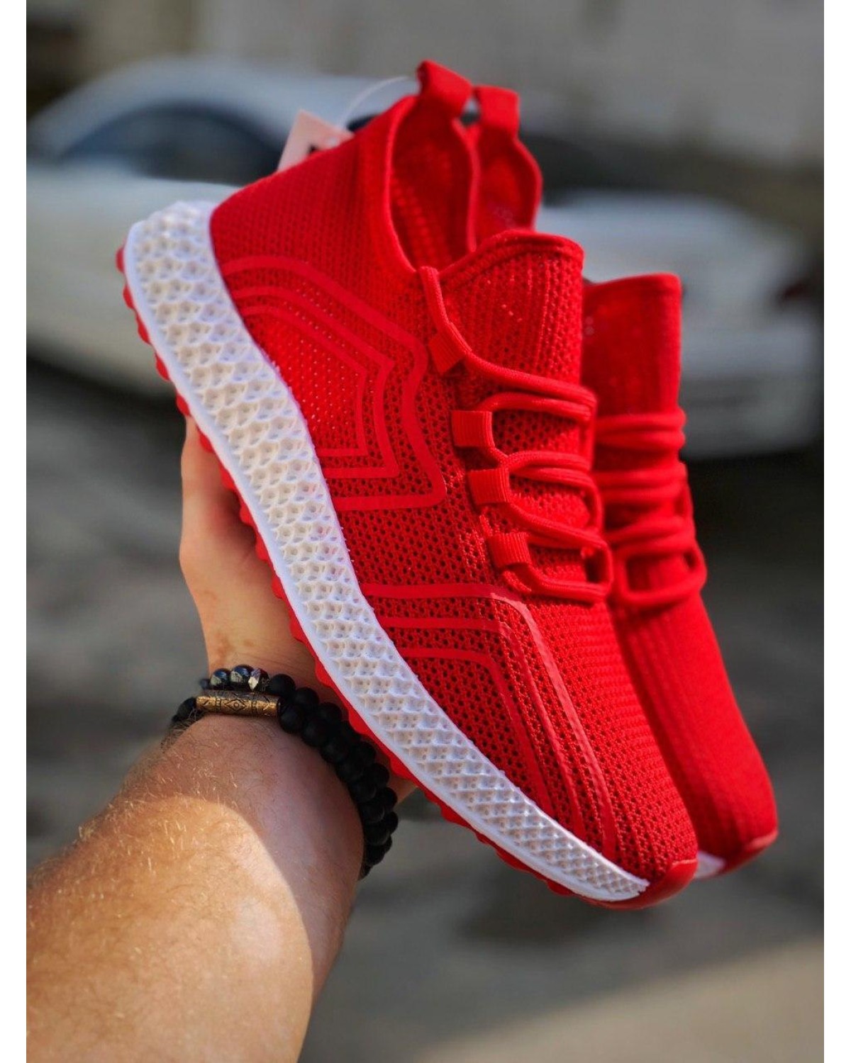 Кросівки чоловічі червоні з білою підошвою kmb2